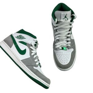 Nike Air Jordan 1 Mid SE White Pine Green Smoke Grey Size 8